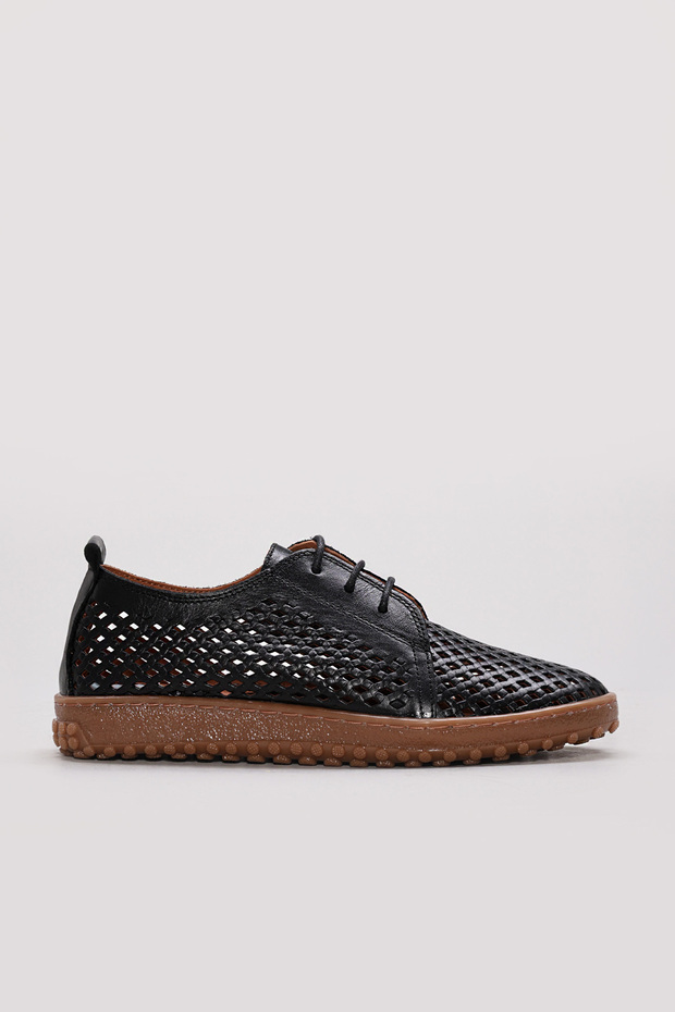 Genuine Leather Black Women's Casual Shoes 240Za2113