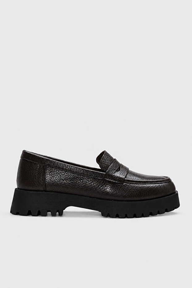 Genuine Leather Brown Floater Women's Casual Shoes 583Za2899