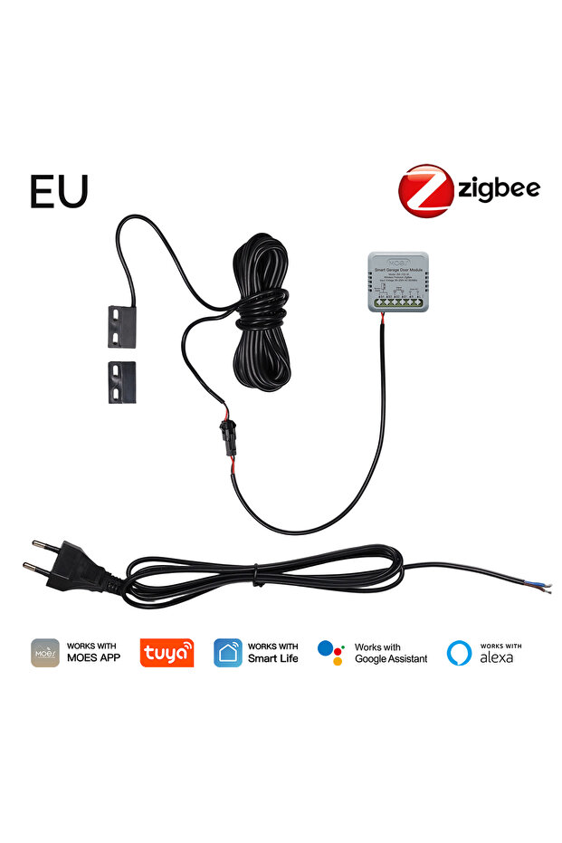 MOES EU Plug MOES Zigbee Garage Door Controller Module, Works with Tuya/Smart Life, Alexa & Google H
