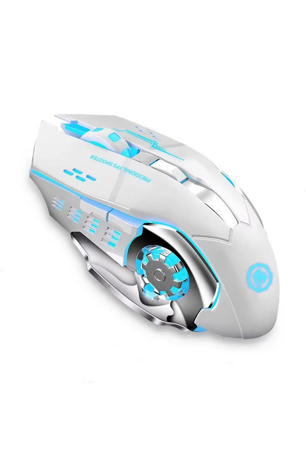 kebidumei WHITE 2.4G Wireless Mouse USB Bluetooth Mecha Gaming Mouse Rechargeable Silent Backlight M