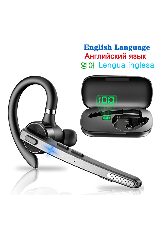 English Black New Bee M53 Bluetooth Headset Wireless Headphone Dual-Mic Mute Noise Cancelling Earpie