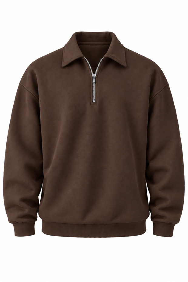 Ghassy Co. Men's Polo Collar Oversize Half Zipper Sweatshirt