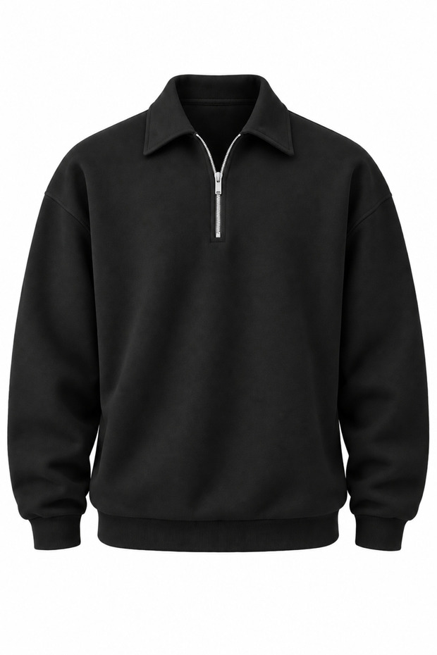 Ghassy Co. Men's Polo Collar Oversize Half Zipper Sweatshirt