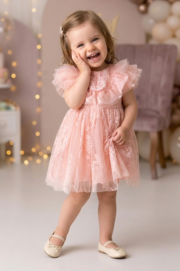 Baby Girl Dress Girls Kids Dress Birthday Party Wedding Dress Short Sleeve Lined Dress