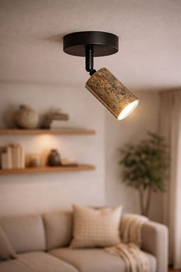 Mixed Marb N Gray Travertine Marble Black Rosary Directional Spot Sconce Gu10 Bulb Included 3000K Warm White
