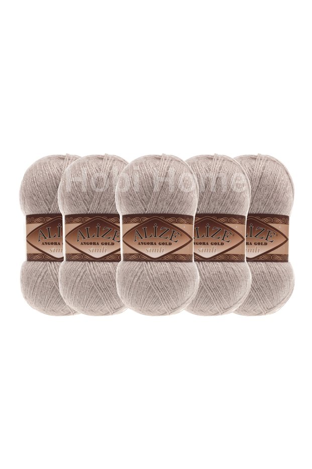 Angora Gold Glitter Hand Knitting Yarn 5 Pack 500 Gr - Light Mink 541