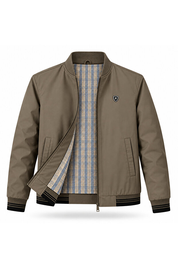 Men's Cotton Polyester Blend Bonded Fabric (Hakim Collar) Water and Wind Resistant Lightweight Casual & Seasonal & Summer Dad Coat Walnut ! !! Buy One Size Small! ! !