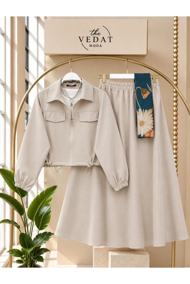 Women's Skirt Suit with Pocket Flaps -0550