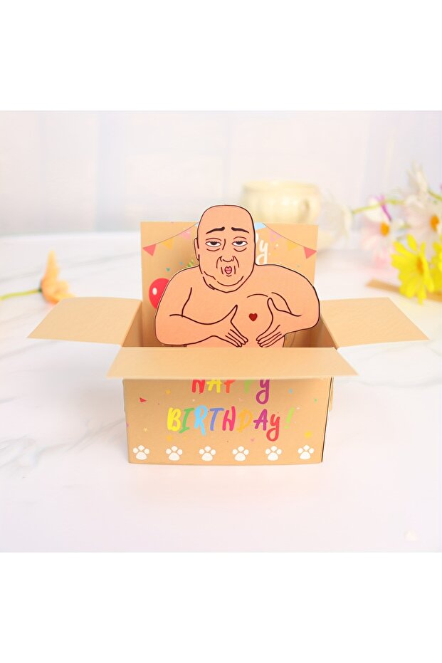 1pc 1pc Hilarious Happy Birthday Pop-Up Card - Humorous 3D Character Design with Heart Balloons & Co