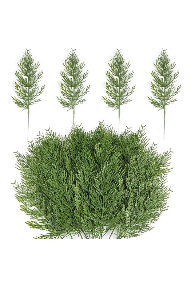 20pcs Christmas Faux Cedar Stems, Artificial Faux Cedar Branches, Christmas Greenery Pine Picks for