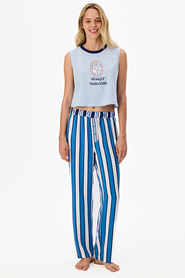 Blue Vacation Athlete Pajama Top