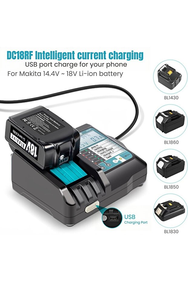 EU PLUG DC18RF Li-ion Battery Charger 3.5A Charging Current for Makita 14.4V 18V BL1830 Bl1430 DC18R