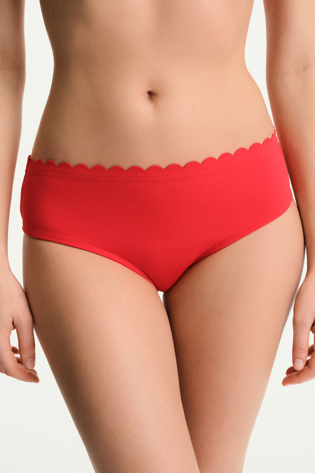 Red Peyton Mid-Waist Bikini Bottom