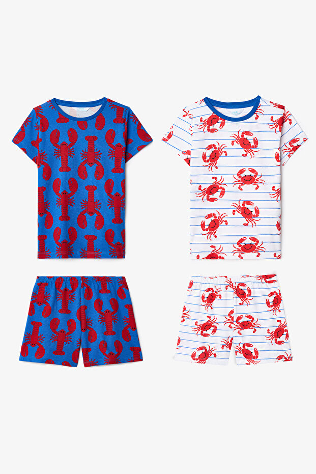 Boy's Mediterranean Cotton Piece Pajama Set