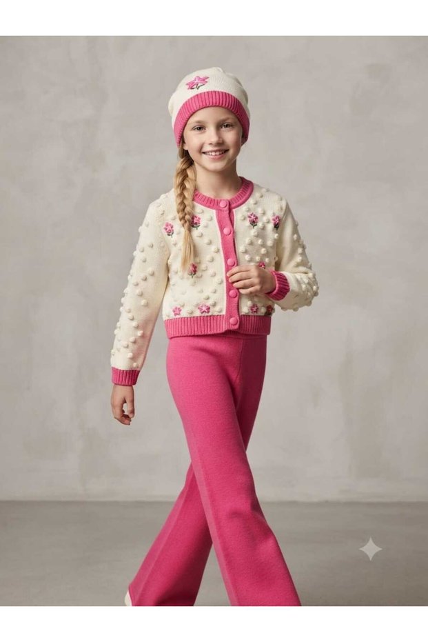 Girl's Floral Embroidered Suit