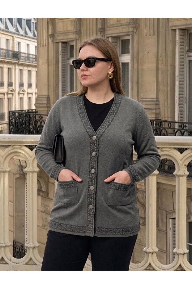 Banti Wicker Patterned Steel Knit Classic Tricot Jacket