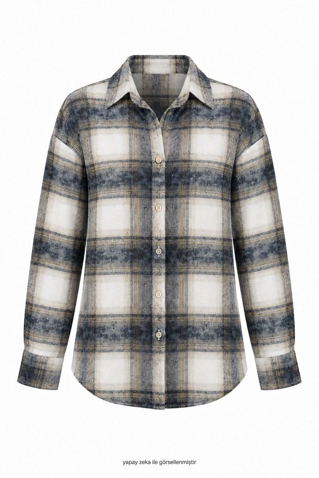 Venus Plaid Stone Shirt Blue