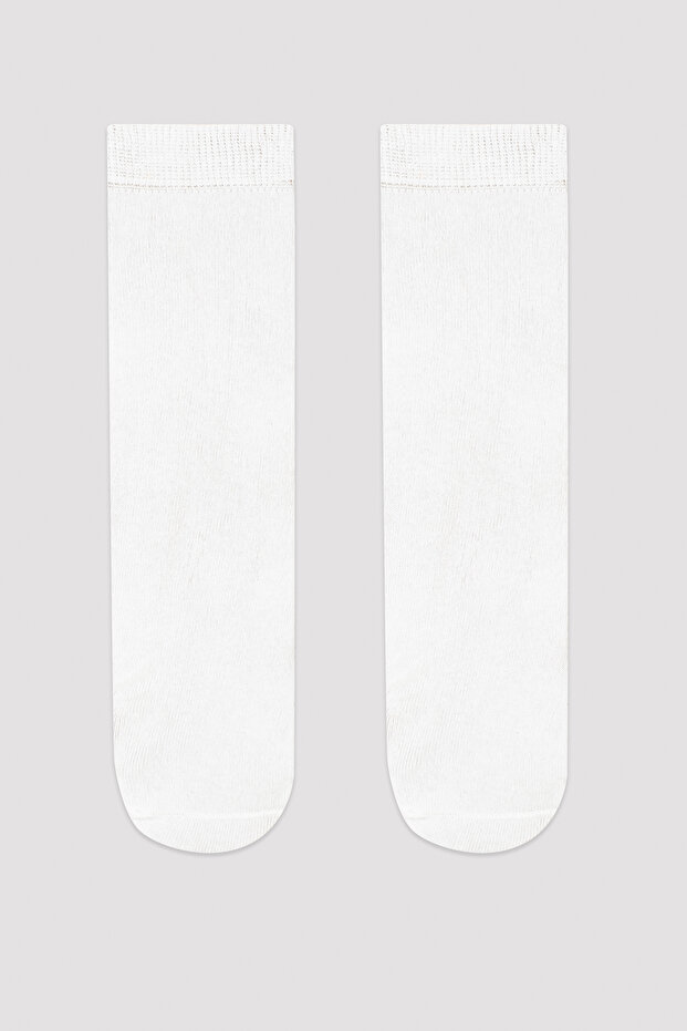 Girl's 2-Piece White Heelless Socks
