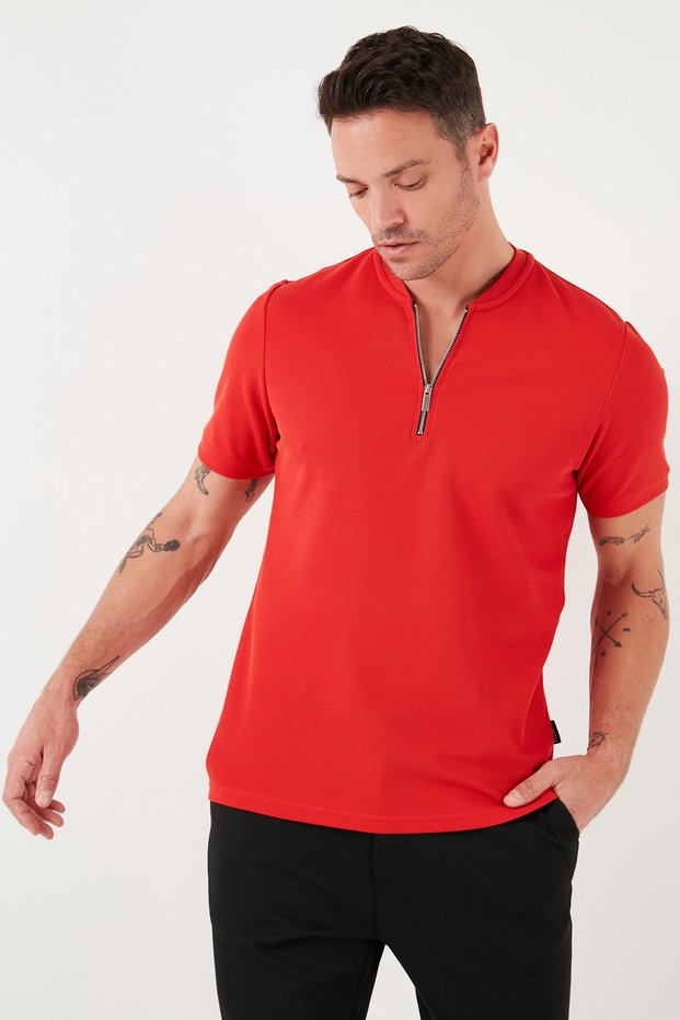 Cotton Regular Fit Half Zipper t Shirt Men's t Shirt 5902653