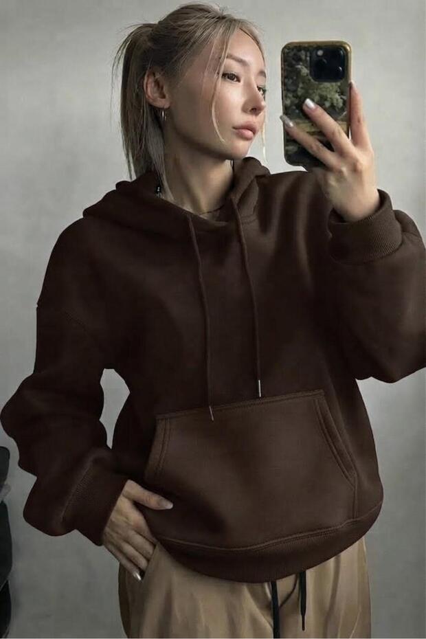 Women's Brown Hooded Sweat