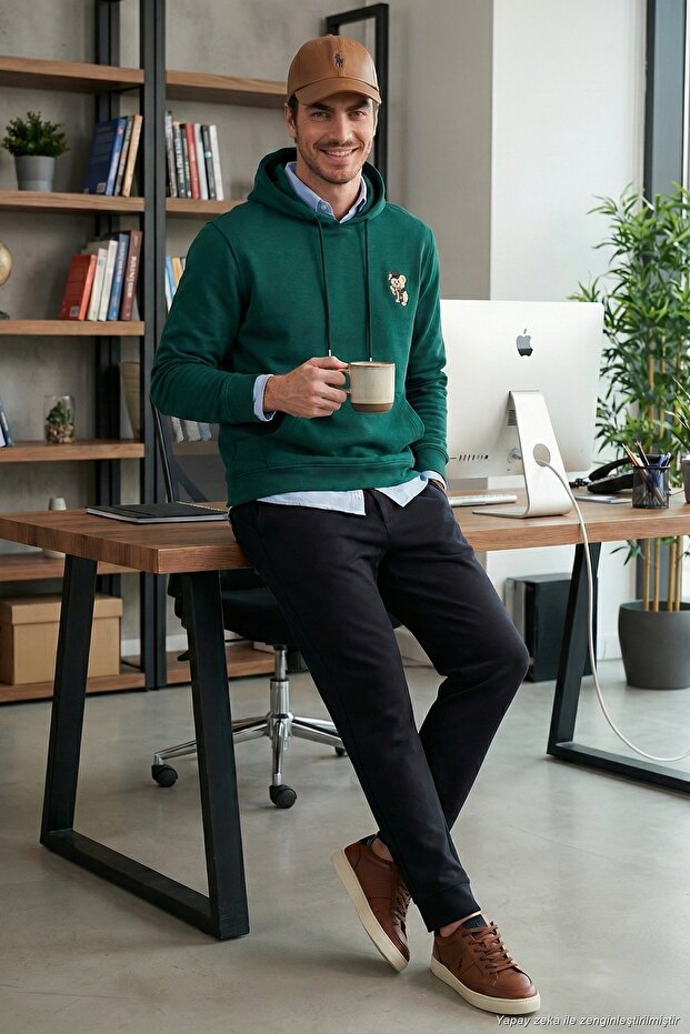 Cotton Regular Fit Kangaroo Pocket Hooded Sweat Men's Sweat 6141006B