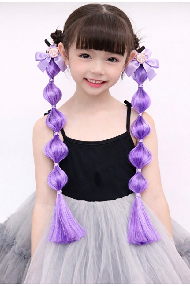 Sanrio 1Pcs Kuromi Cosplay Figure Hair Braid Postij Wig Elasticized Braid Hair Accessory Woman Young Girl