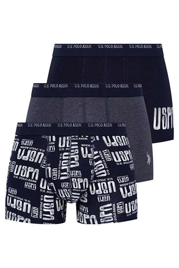 3-Piece Cotton and Lycra Men's Boxers, , Uspa Text Printed Lycra Men's Boxers