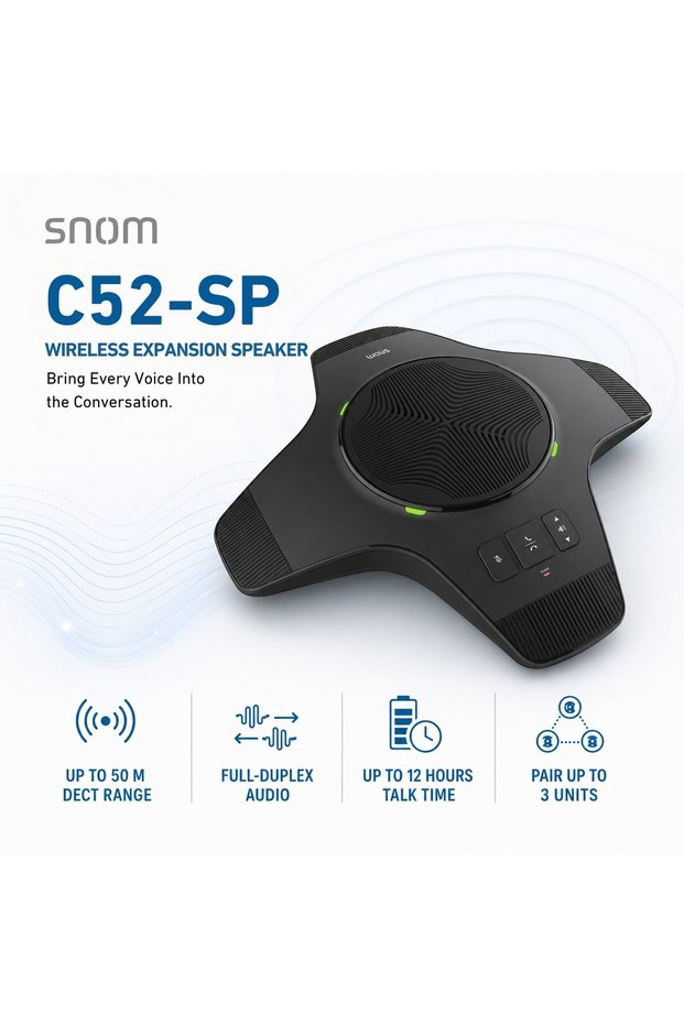 C52-SP Wireless Expansion Speakerphone -DECT,Full-Duplex HD Voice,Up to 12H Talk Time,Expansion