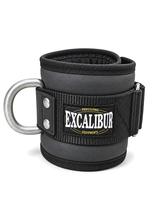 Genuine Leather Fitness Hand - Foot Ankle Strap Black Single