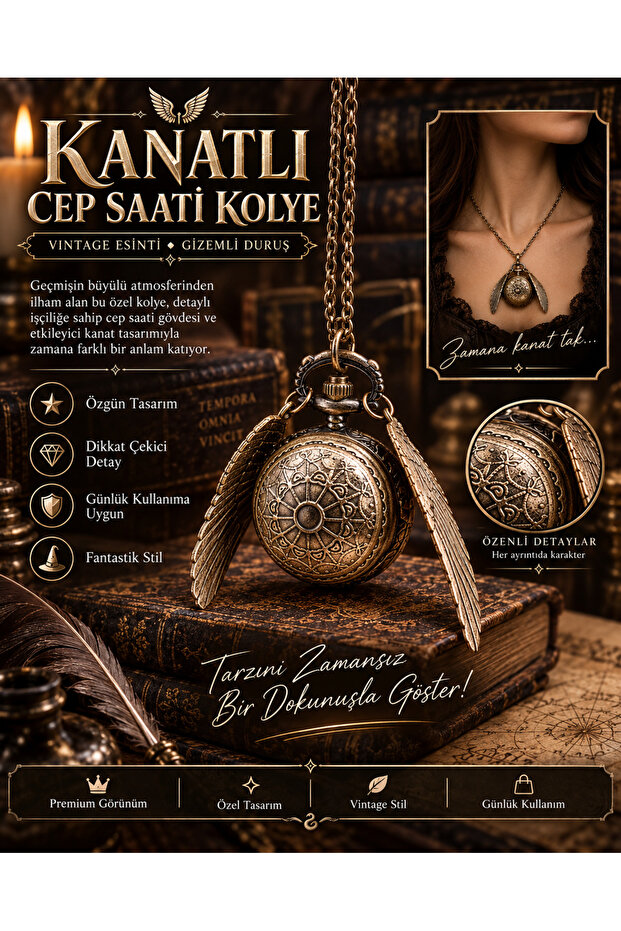 Harry Potter Clock Golden Snitch Necklace Gift Collection Accessory Clock Necklace