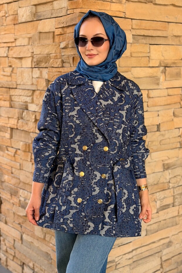 Mosaic Pattern Cotton Jacket