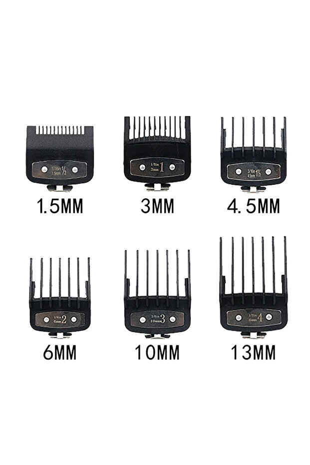 Black-6pcs Professional Hair Clipper Limit Guide Comb for Wahl Trimmer Barber Guide Comb Haircut Too