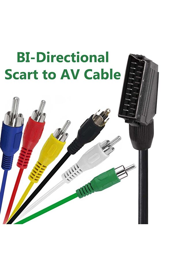 1.2m check note Composite AV to Scart or Scart to RCA BI-directional Cable SCART to 3 RCA Phono Comp