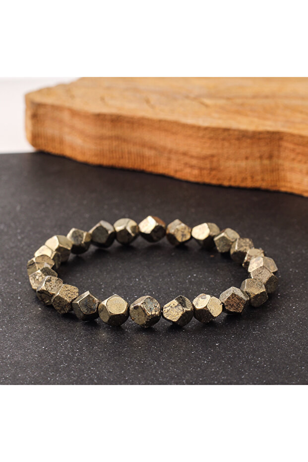 L1948 Pyrite Chalcopyrite Wealth Bracelet Handmade Irregular Cut Natural Stone Bangle Women's Men's