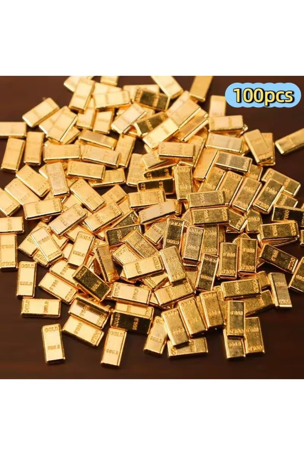 100pcs Simulated Mini Gold Bar, Zinc Alloy, Home and Desktop Decoration, Casual Accessories, Housewa