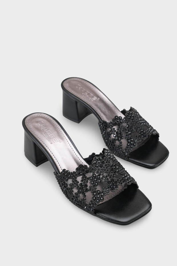 Lois Flat-Toe Stoned Medium Heeled Stylish Women's Wedding Slippers