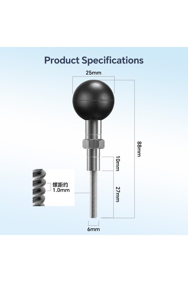 M6L2 FANAUE Car A-pillar M6 Screw Ball Head Base Mobile Phone Holder Accessories 25mm Extension Rod