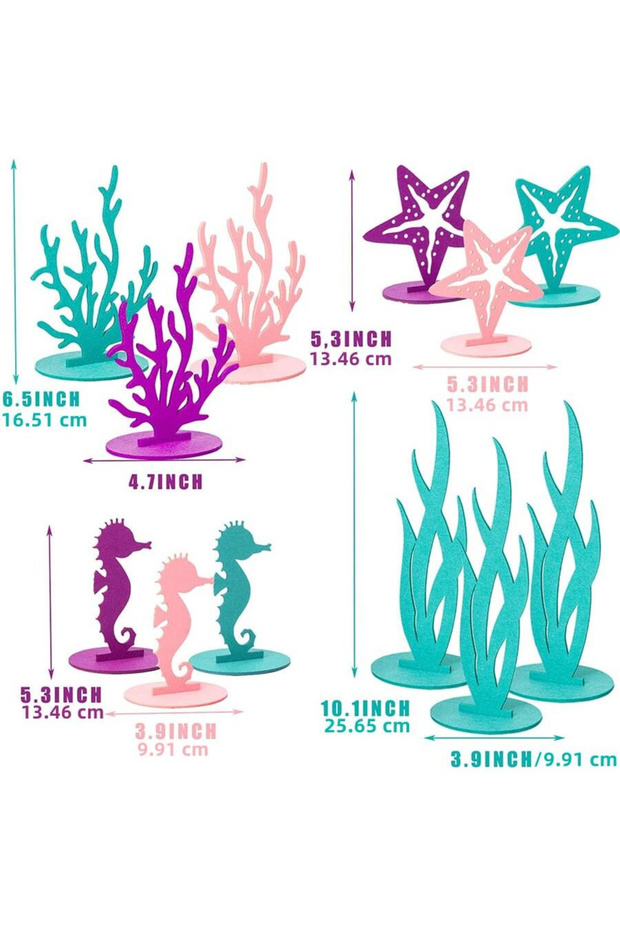 MULTI 12 Pcs Mermaid Birthday Decorations Felt Table Centerpiece Under the Sea Party Supplies for Li