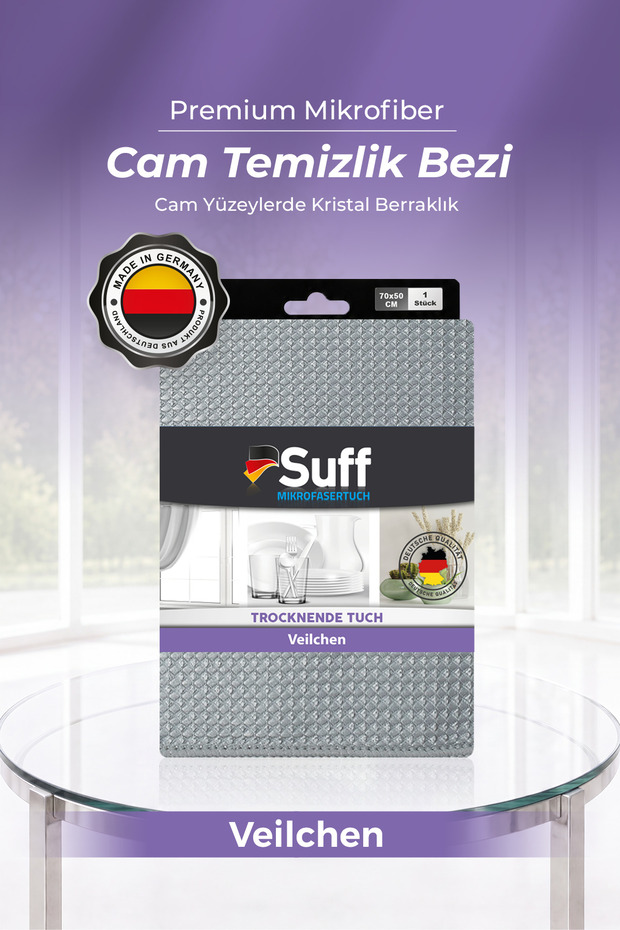 Veilchen Cam Microfiber Cloth Wide Surface Glass Drying Cloth 70X50 cm Gray
