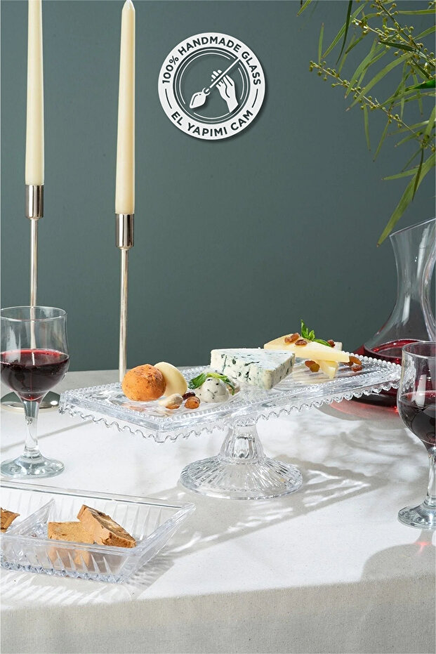 Selen Concept Drop Model Handmade Glass Batom Cake Stand