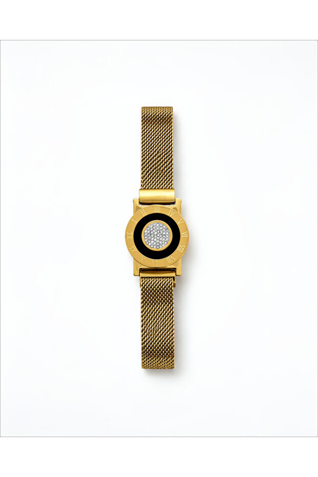 Watch-Style Woven Strap 316L Steel Bracelet - Adjustable Gold Color