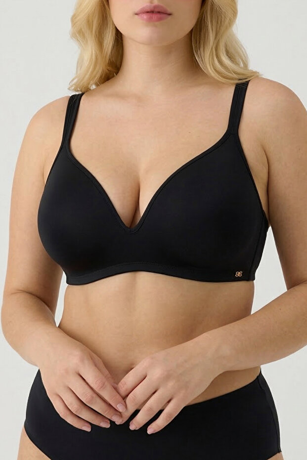Sienna Black Wire-Free Gathering Bra-Plus Size