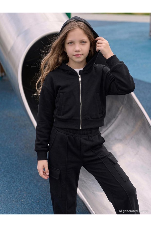 Plain Cardigan for 6-9 Years - Black 8-9 Years