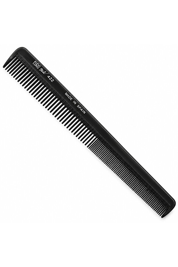 Eurostil 422 Professional Cutting Comb, Medium & Fine Tooth Made in Spain, Heat Resistant, Low Static, Rigid Material, Sectioning & Styling