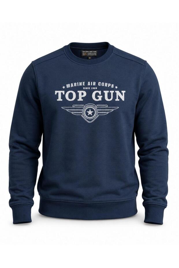"Top Gun" Printed Sweat Blue