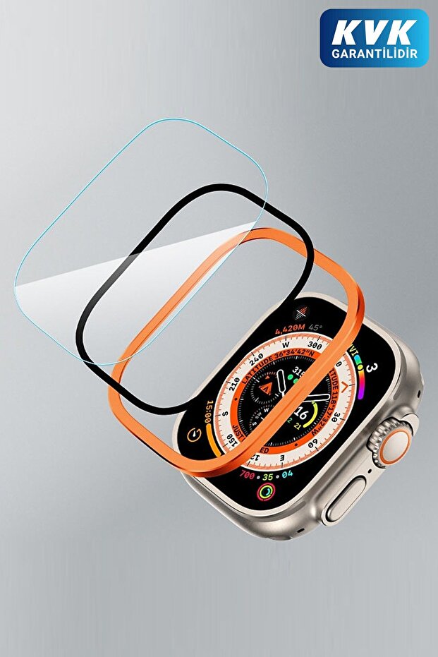 Apple Watch Ultra 1 / 2 / 3 Compatible 49mm Sapphire Titanium Watch Screen Protector Orange