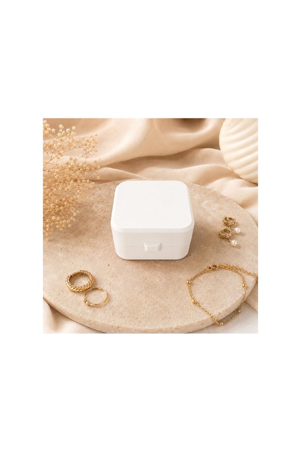 Mini Travel Jewelry Box Earring Ring Necklace Organizer with Compartments Portable 3D Printing White