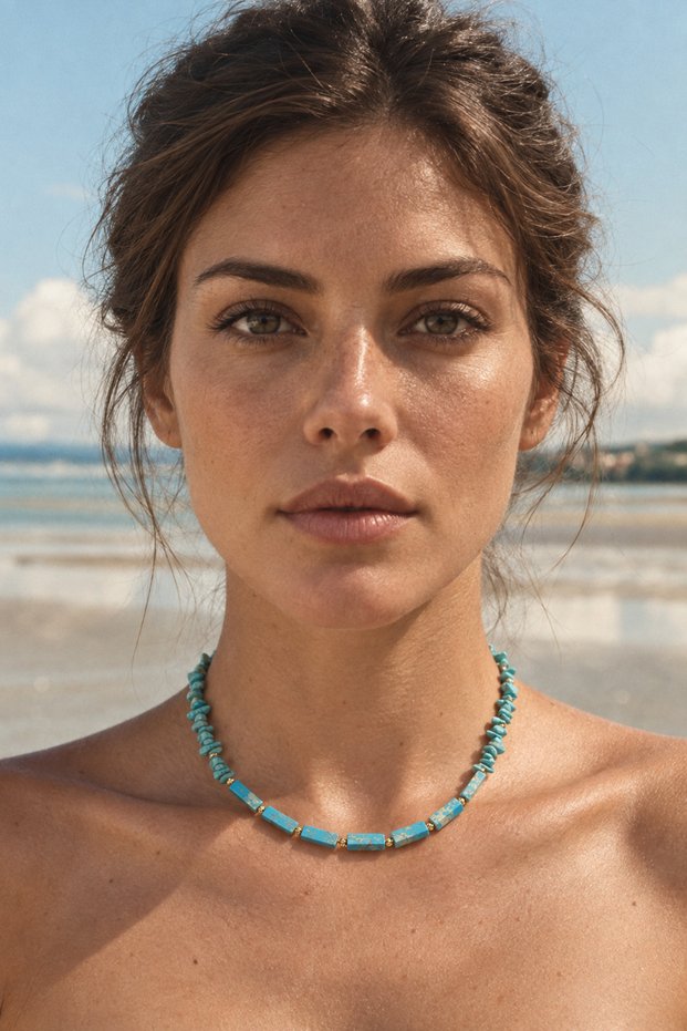 Turquoise and Varisit Natural Stone Women's Necklace - Gift Boxed