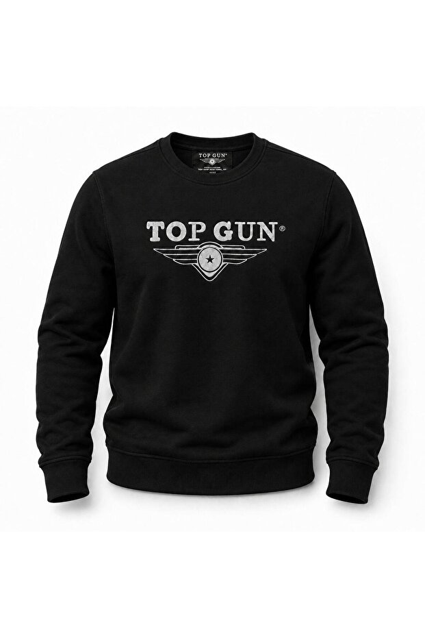 "Top Gun" Embroidered Sweat Black