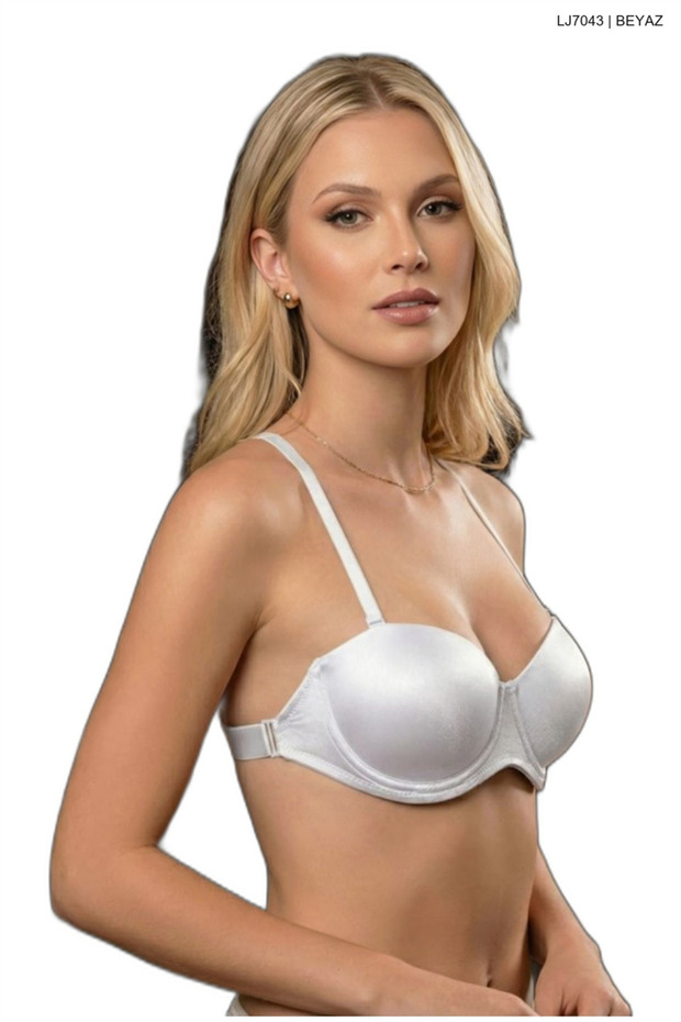 Women's White Silicone Unsupported Transparent Back Bra
